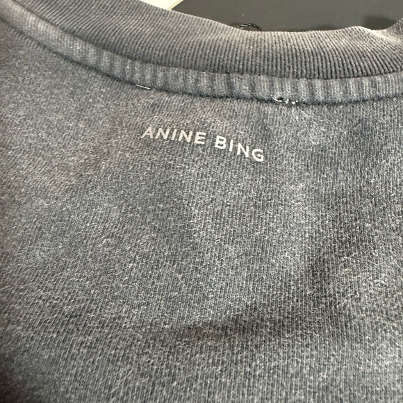 ANINE BING Miles Sweatshirt Washed Black Leopard Logo| Luxe Minimalist |Elevated - Picture 6 of 9